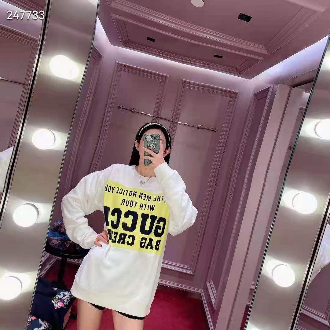 G*u*i gg women G*u*i 100 cotton sweatshirt off-whtie cotton oversized crewneck