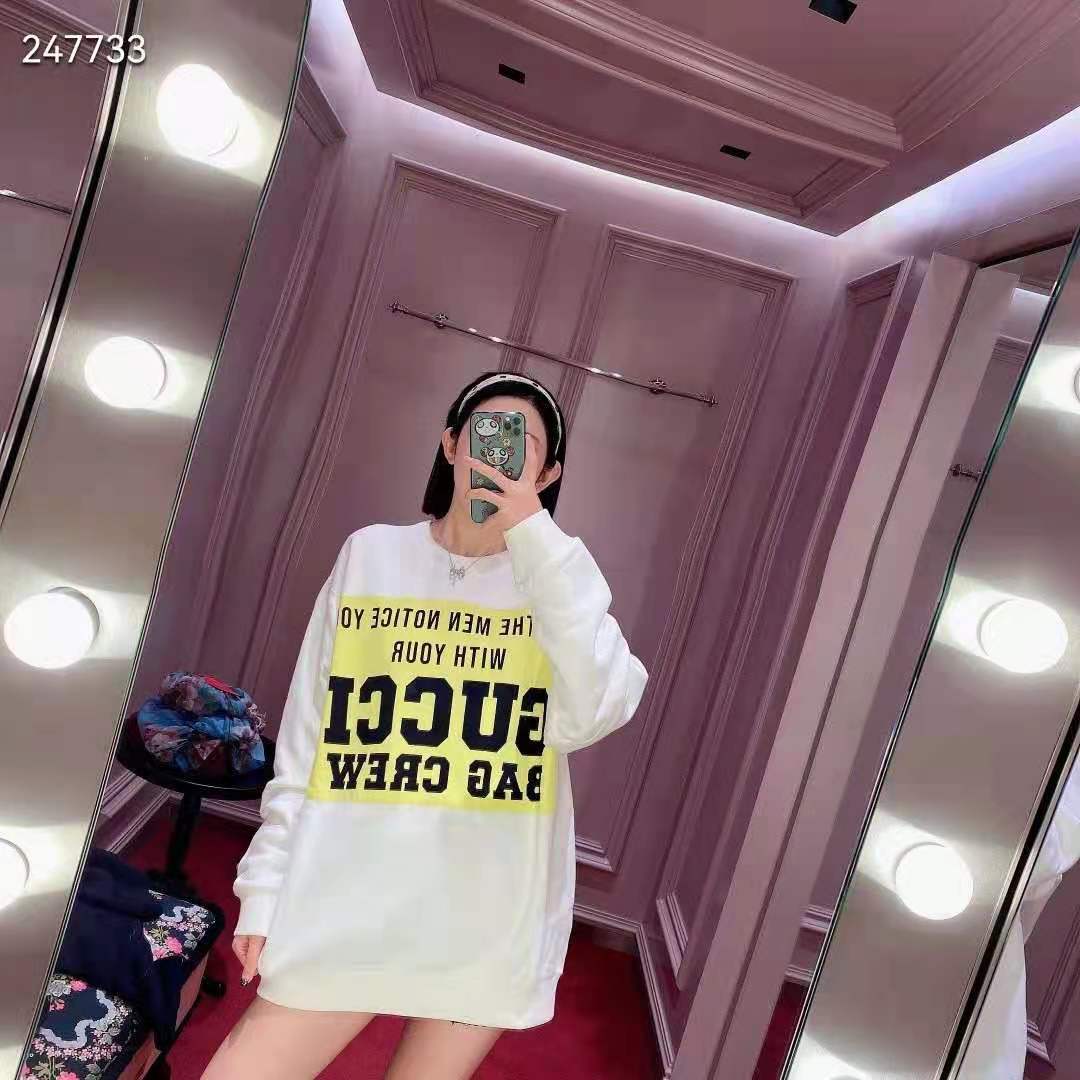 G*u*i gg women G*u*i 100 cotton sweatshirt off-whtie cotton oversized crewneck