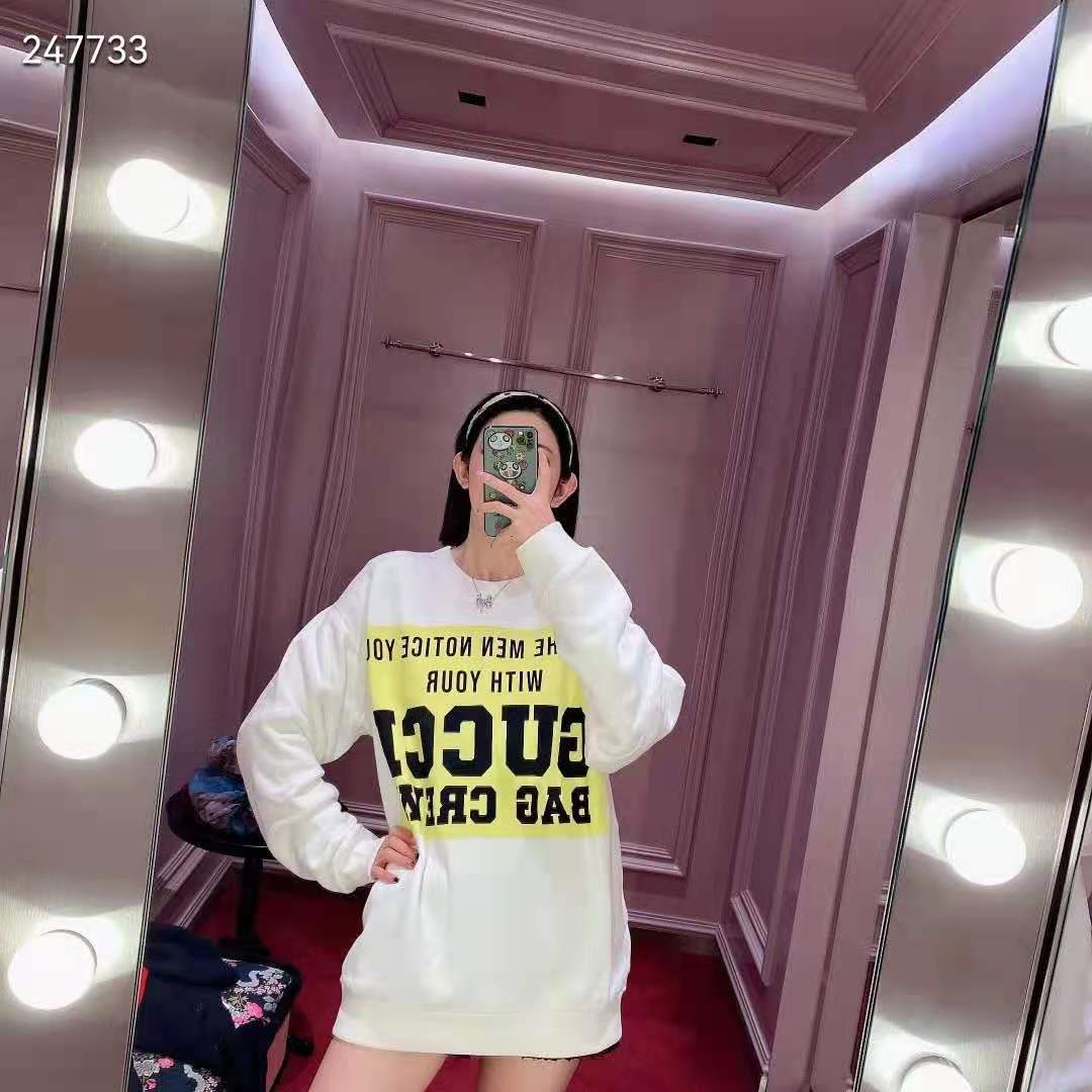 G*u*i gg women G*u*i 100 cotton sweatshirt off-whtie cotton oversized crewneck
