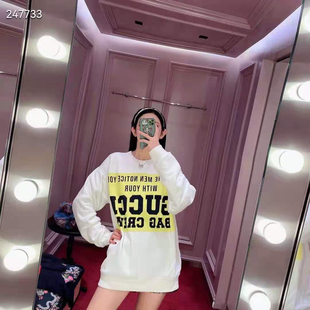 G*u*i gg women G*u*i 100 cotton sweatshirt off-whtie cotton oversized crewneck