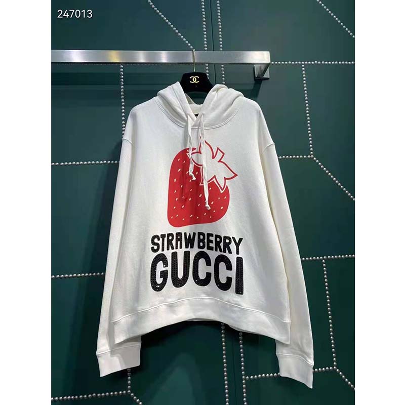 G*u*i gg men strawberry G*u*i cotton sweatshirt fixed hood oversize fit