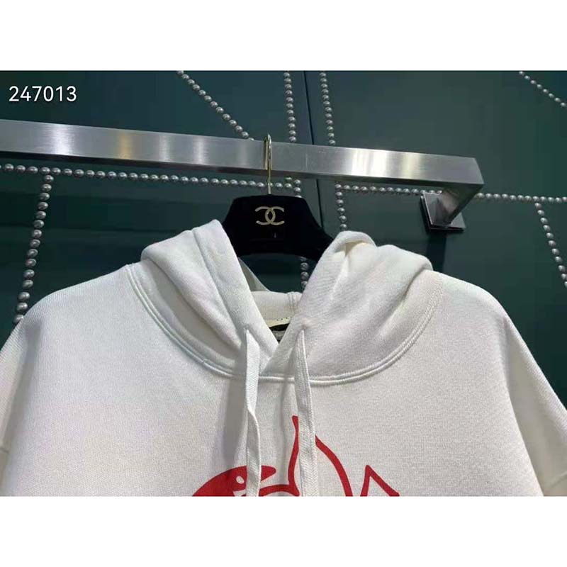 G*u*i gg men strawberry G*u*i cotton sweatshirt fixed hood oversize fit