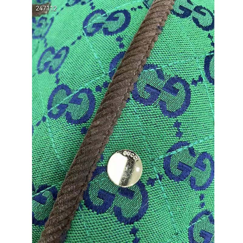 G*u*i men G*u*i 100 quilted gg jacket green blue quilted gg canvas