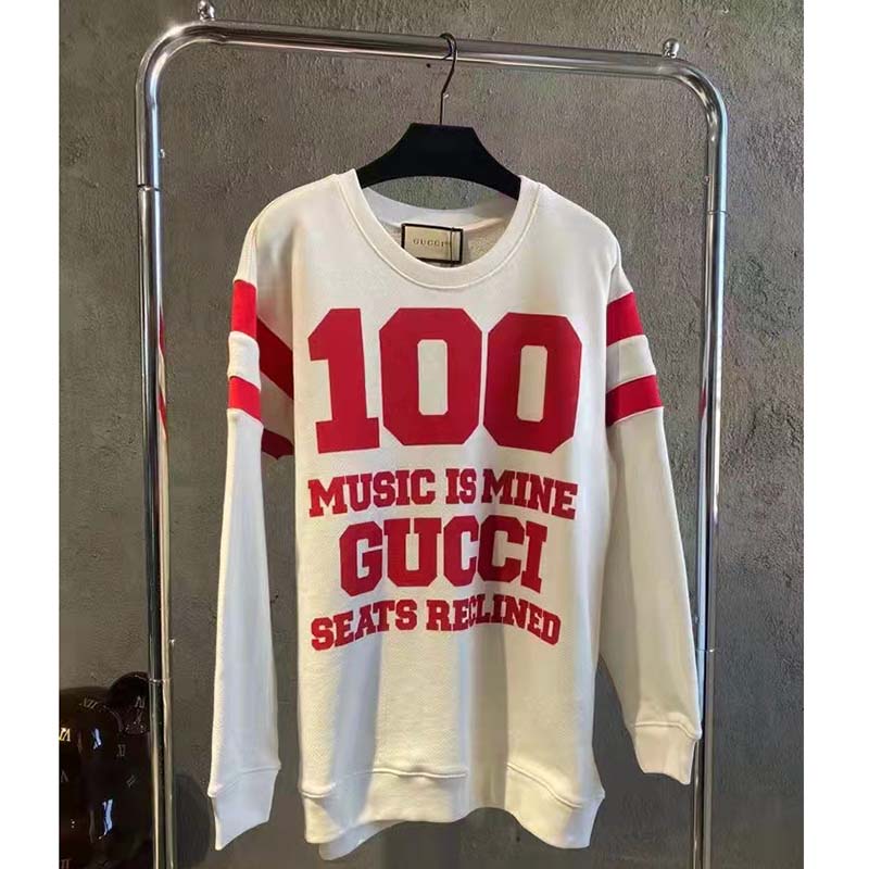G*u*i gg men G*u*i 100 cotton sweatshirt off-white heavy felted jersey
