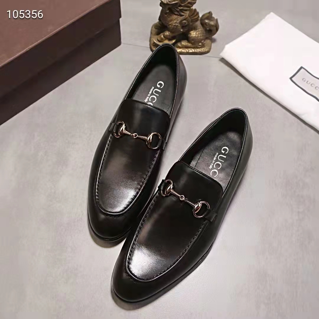 G*u*i gg men G*u*i jordaan leather loafer black leather horsebit blake construction