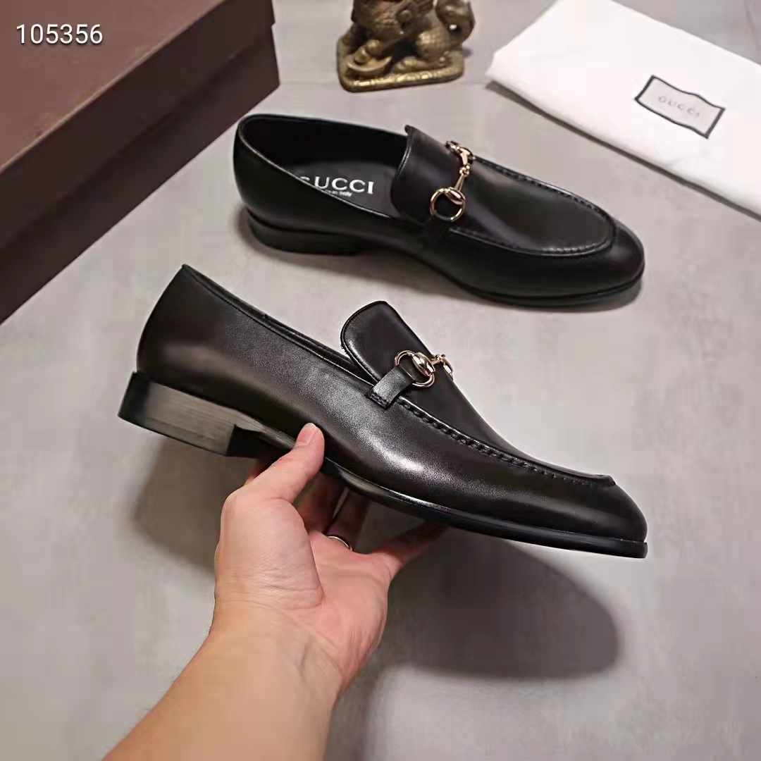 G*u*i gg men G*u*i jordaan leather loafer black leather horsebit blake construction