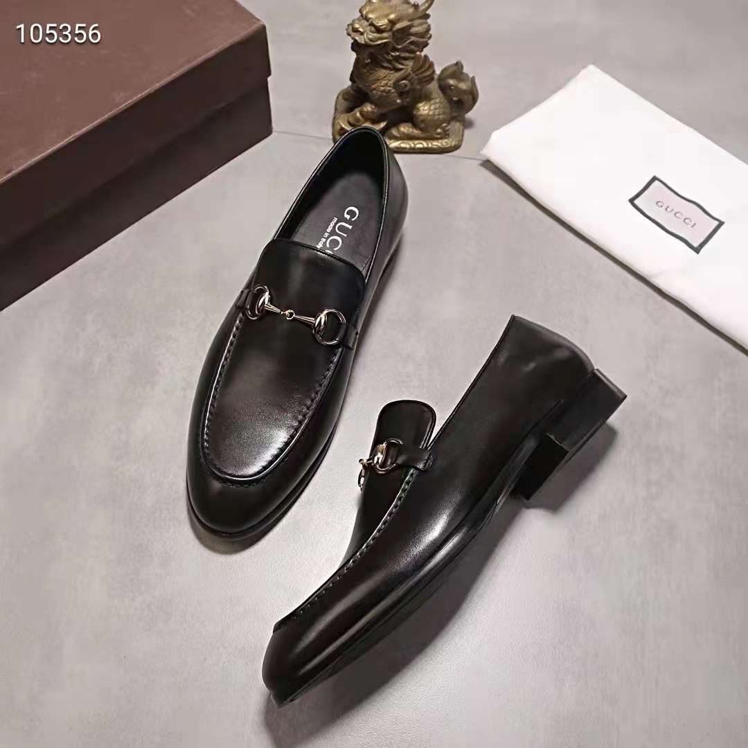 G*u*i gg men G*u*i jordaan leather loafer black leather horsebit blake construction
