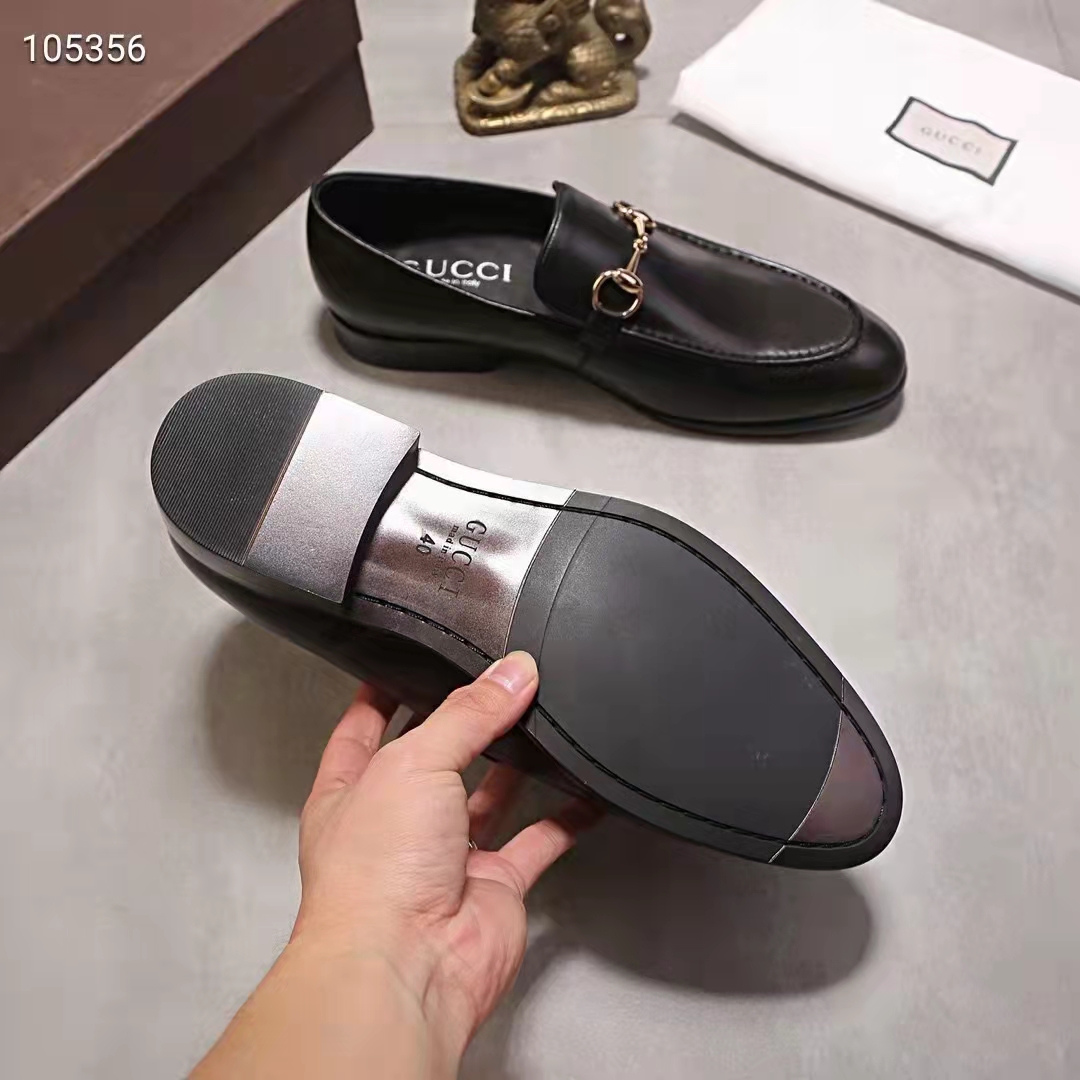 G*u*i gg men G*u*i jordaan leather loafer black leather horsebit blake construction
