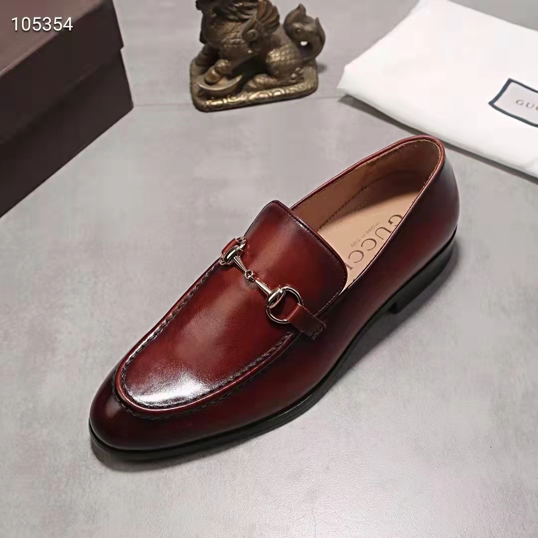 G*u*i gg men jordaan leather loafer dark brown leather horsebit blake construction
