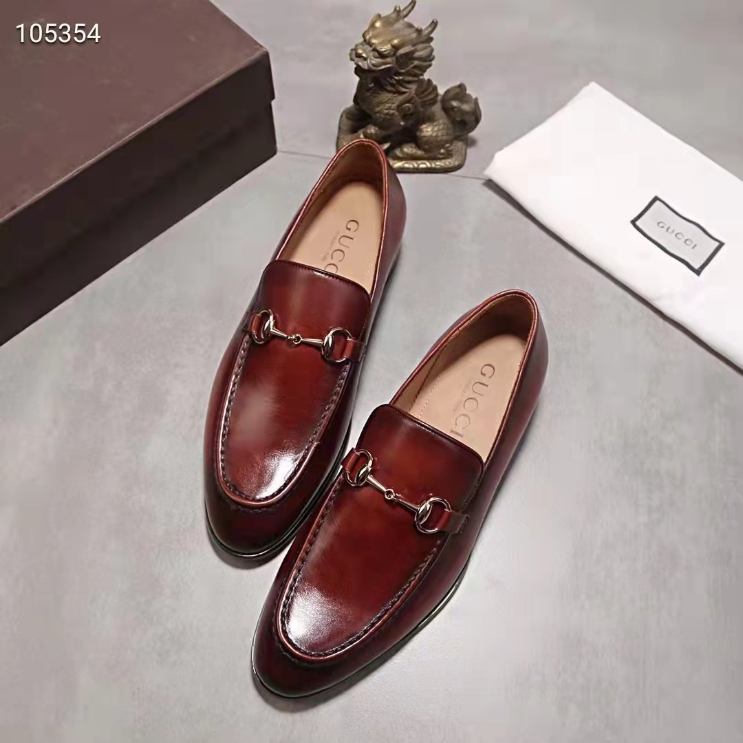 G*u*i gg men jordaan leather loafer dark brown leather horsebit blake construction