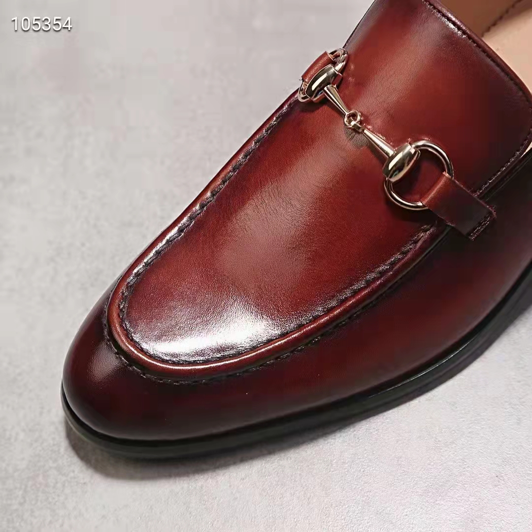 G*u*i gg men jordaan leather loafer dark brown leather horsebit blake construction