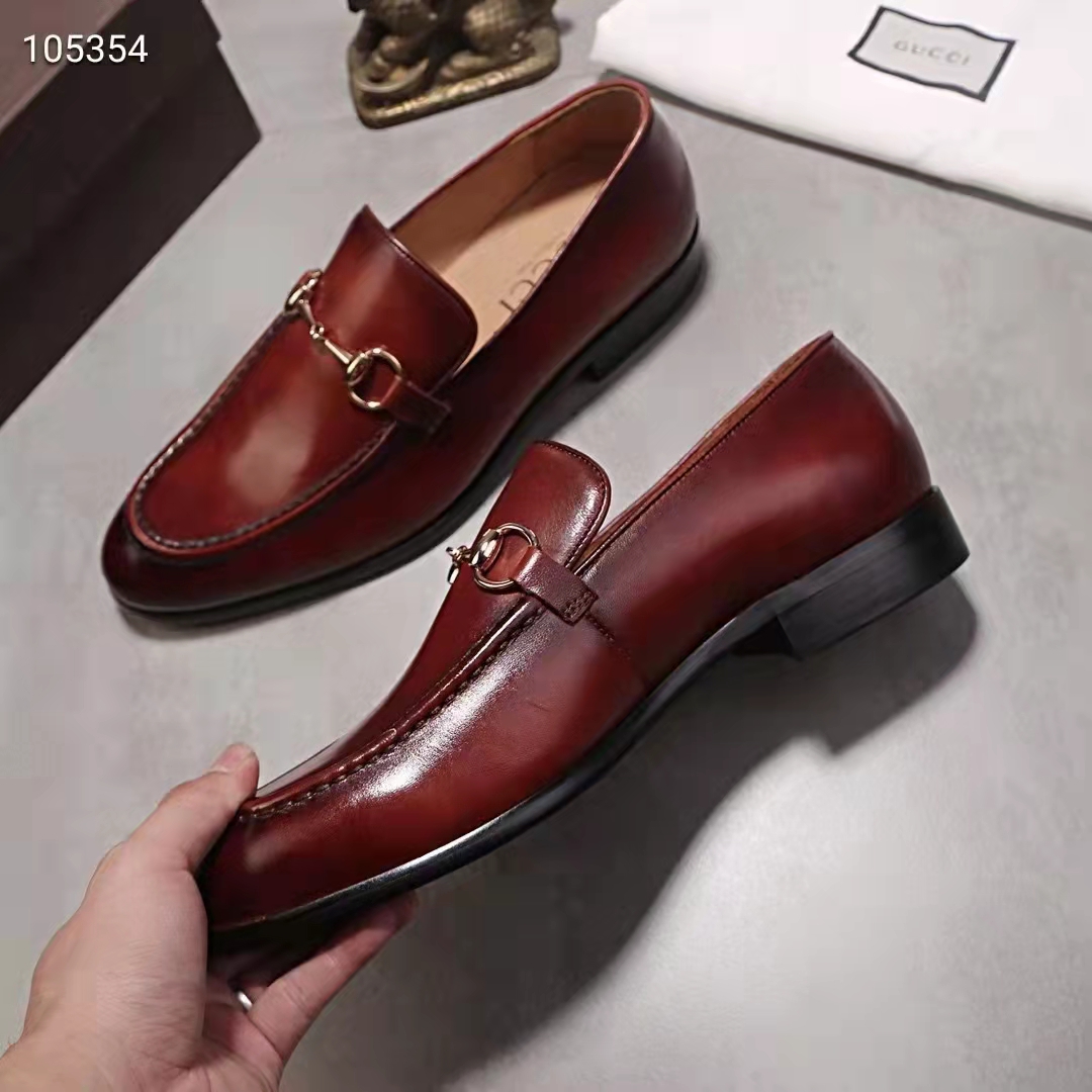 G*u*i gg men jordaan leather loafer dark brown leather horsebit blake construction