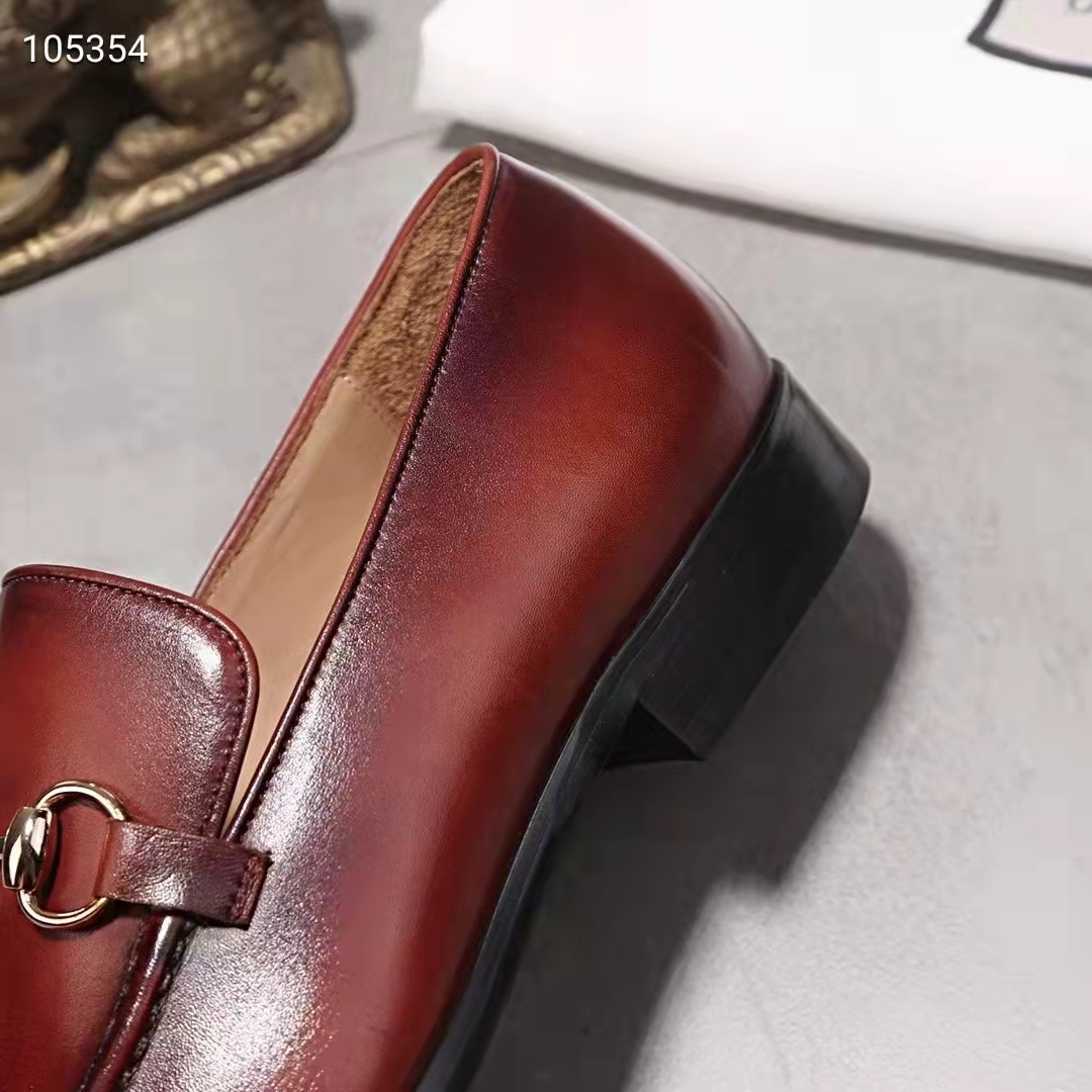 G*u*i gg men jordaan leather loafer dark brown leather horsebit blake construction