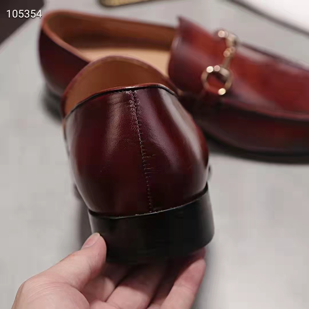 G*u*i gg men jordaan leather loafer dark brown leather horsebit blake construction