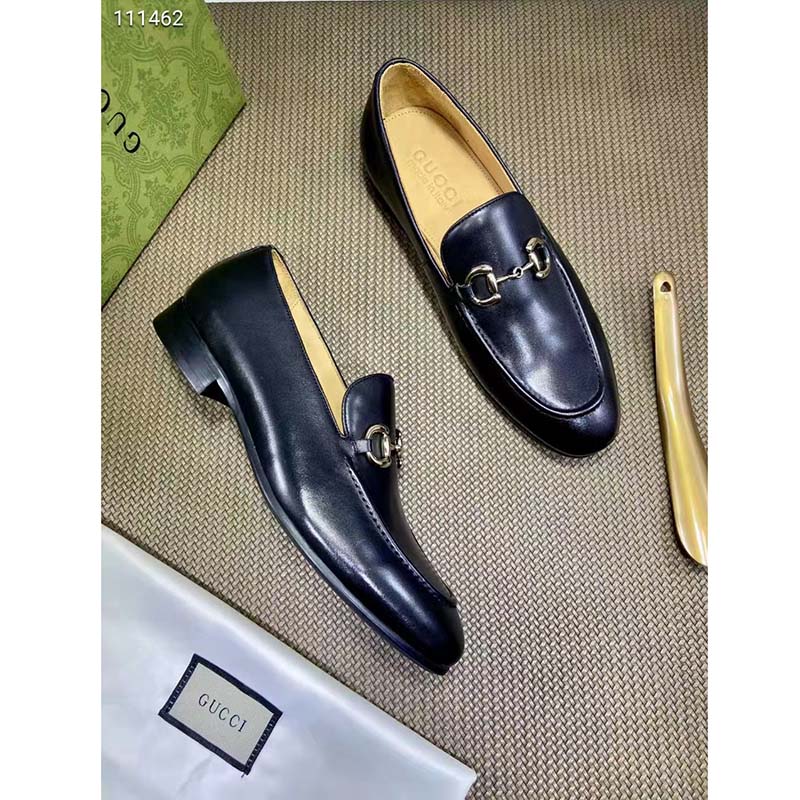 G*u*i gg men’s loafer with horsebit black leather horsebit detail