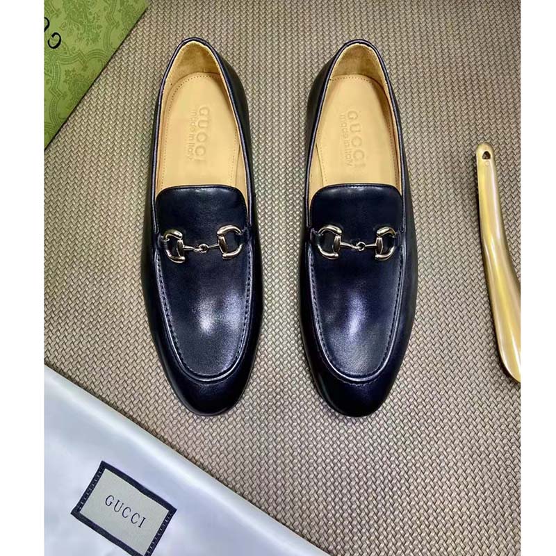 G*u*i gg men’s loafer with horsebit black leather horsebit detail