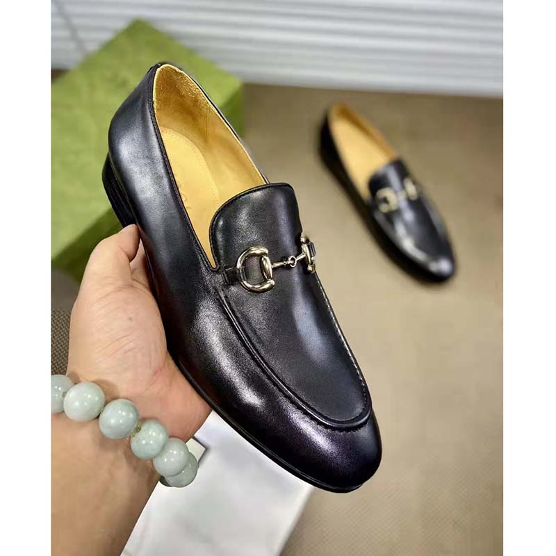 G*u*i gg men’s loafer with horsebit black leather horsebit detail