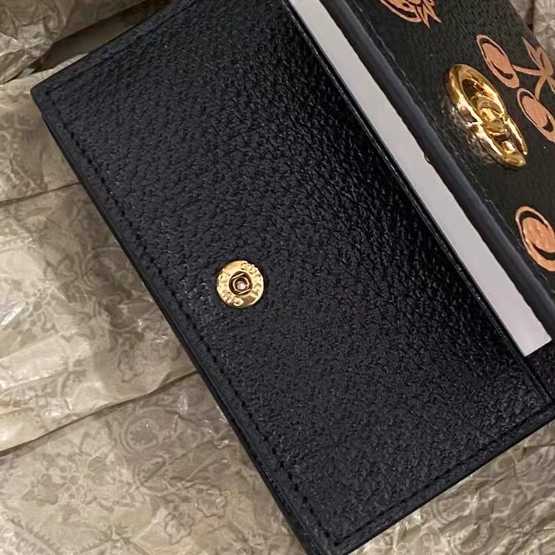 G*u*i gg unisex gg marmont berry card case wallet black double g