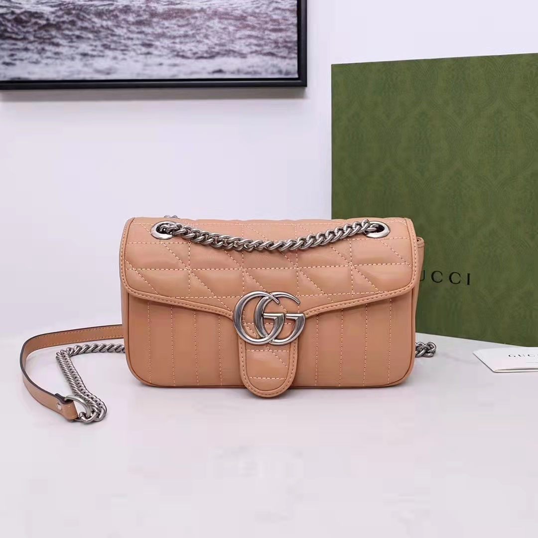 G*u*i gg women gg marmont small beige matelassé shoulder bag double g