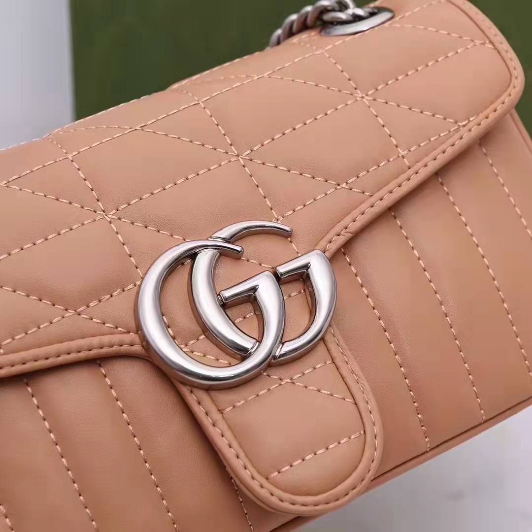 G*u*i gg women gg marmont small beige matelassé shoulder bag double g