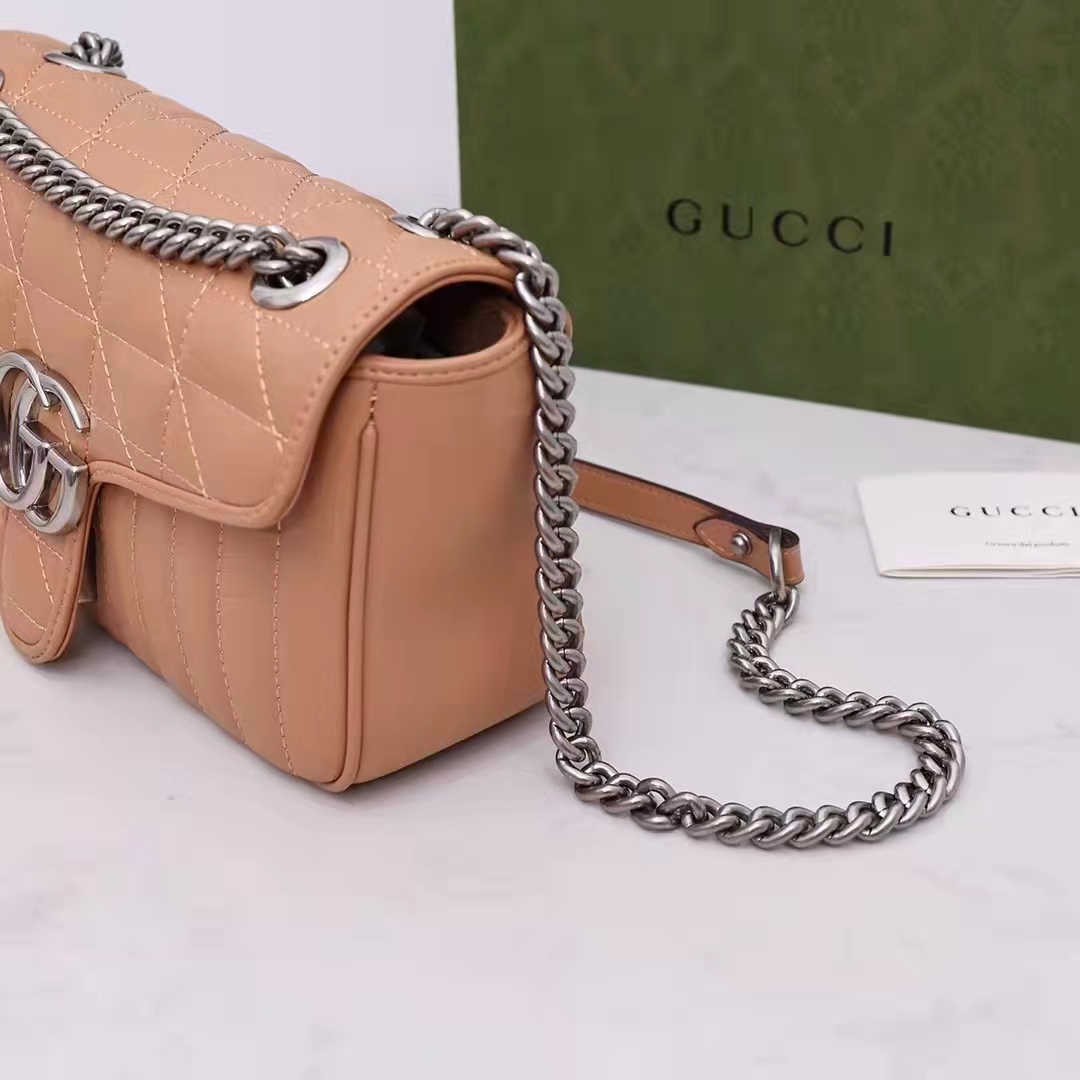 G*u*i gg women gg marmont small beige matelassé shoulder bag double g