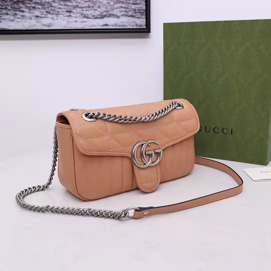 G*u*i gg women gg marmont small beige matelassé shoulder bag double g