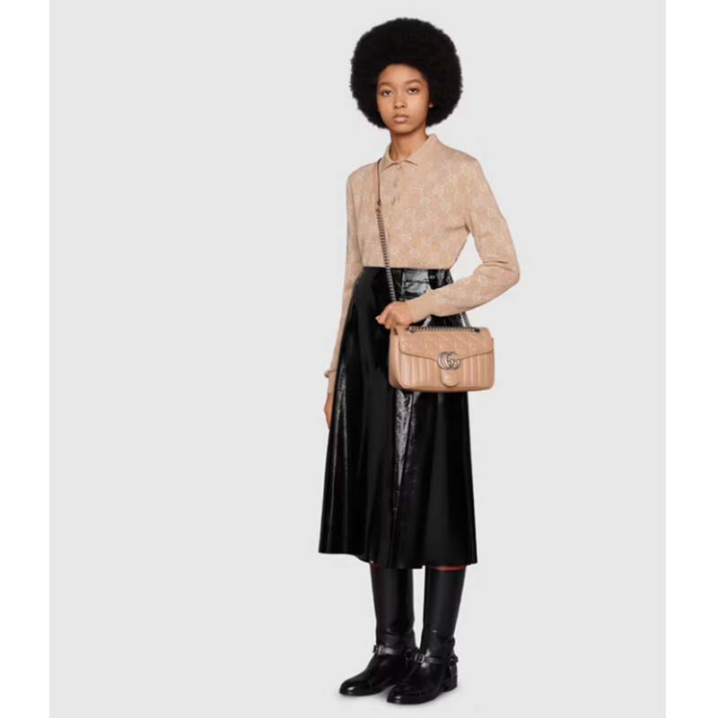G*u*i gg women gg marmont small beige matelassé shoulder bag double g