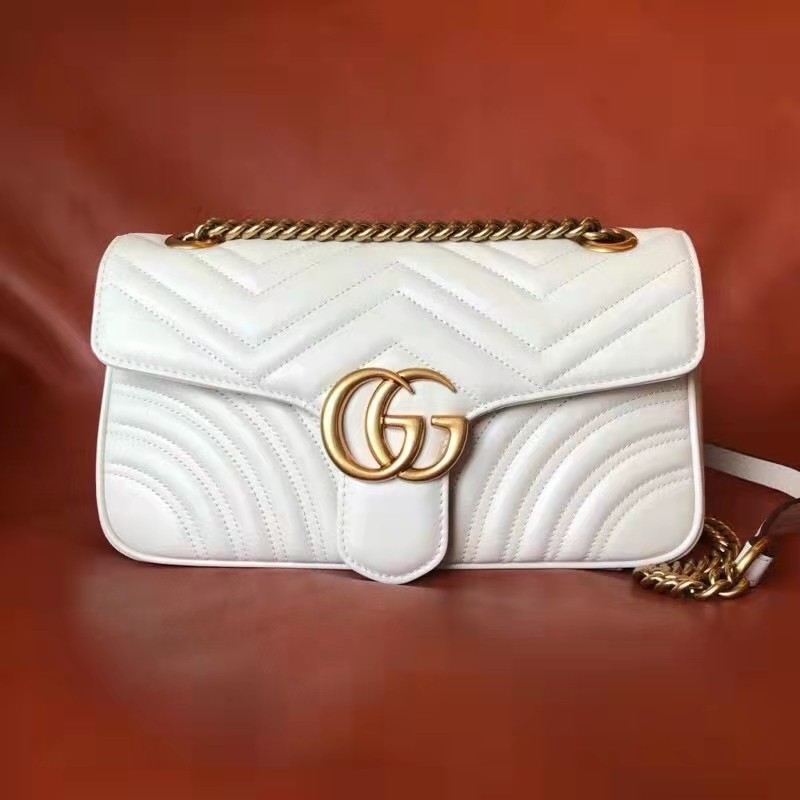 G*u*i gg women gg marmont small matelassé shoulder bag white double g