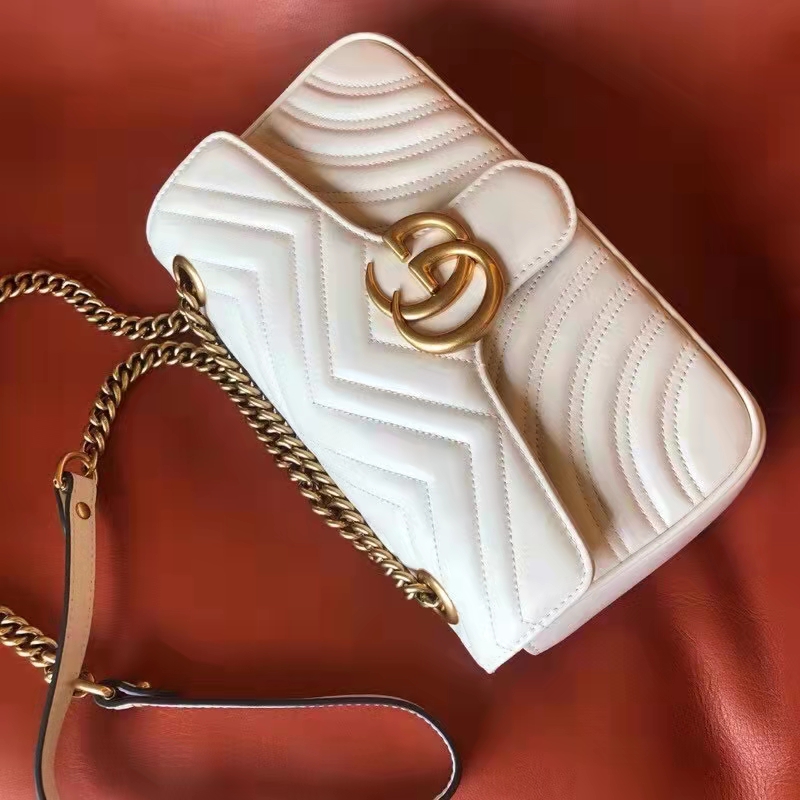 G*u*i gg women gg marmont small matelassé shoulder bag white double g