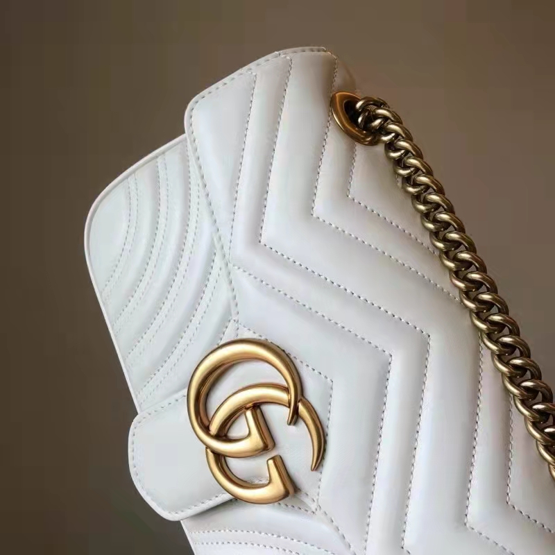 G*u*i gg women gg marmont small matelassé shoulder bag white double g