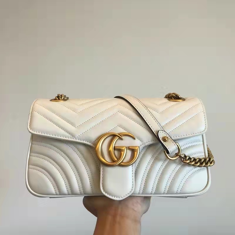 G*u*i gg women gg marmont small matelassé shoulder bag white double g