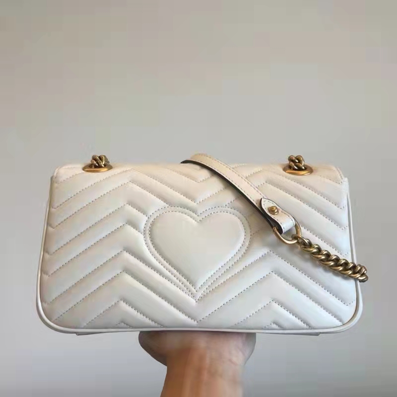 G*u*i gg women gg marmont small matelassé shoulder bag white double g