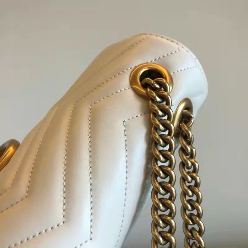 G*u*i gg women gg marmont small matelassé shoulder bag white double g