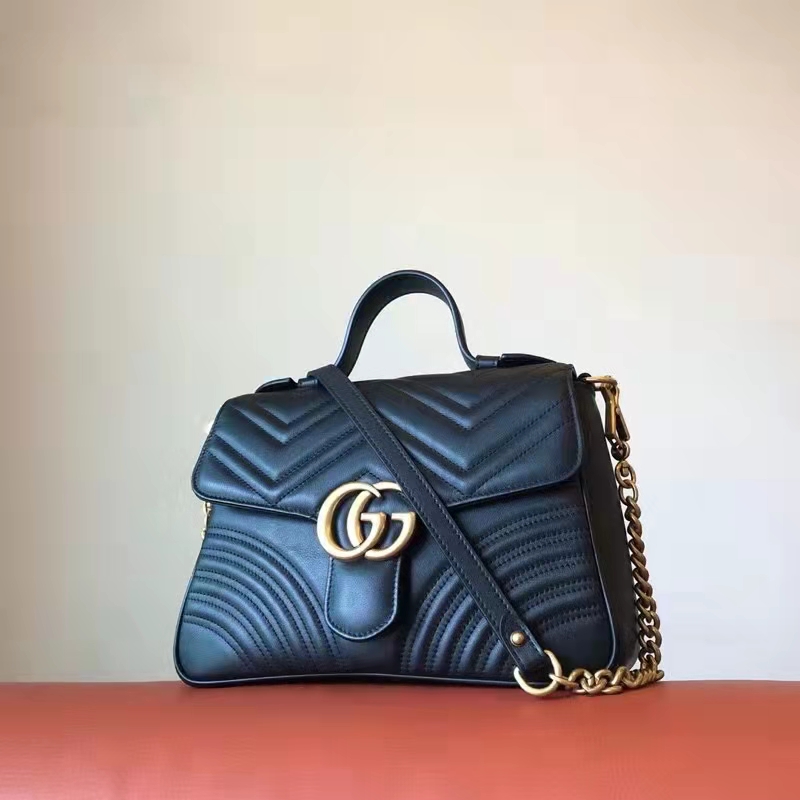 G*u*i gg women gg marmont small top handle bag black double g