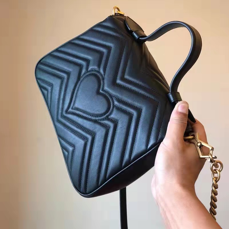 G*u*i gg women gg marmont small top handle bag black double g