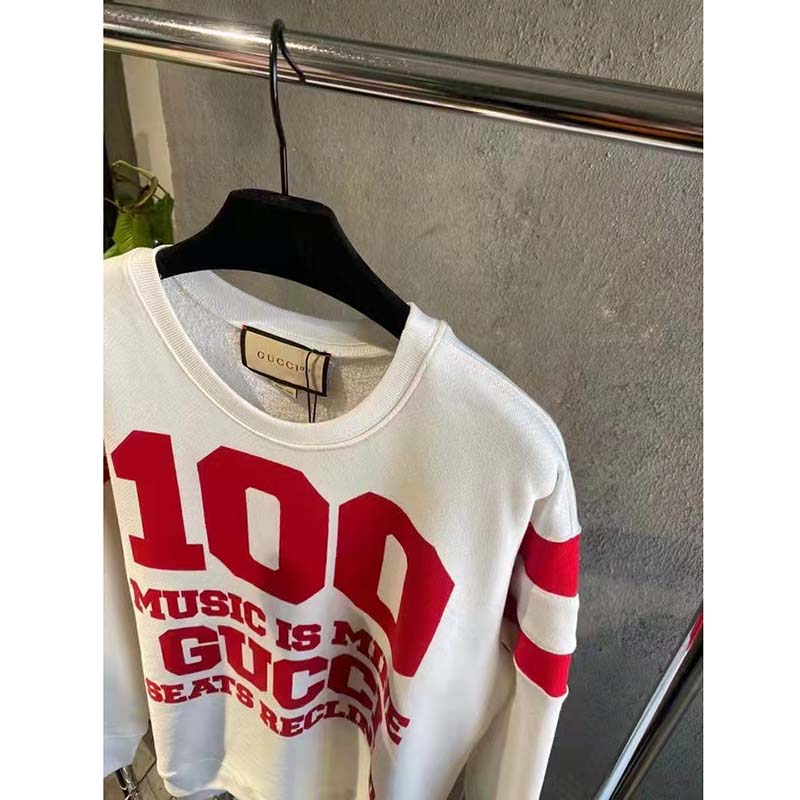 G*u*i gg women G*u*i 100 cotton sweatshirt off-white heavy felted jersey