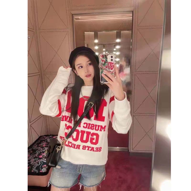 G*u*i gg women G*u*i 100 cotton sweatshirt off-white heavy felted jersey