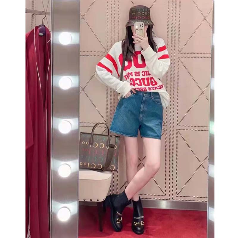 G*u*i gg women G*u*i 100 cotton sweatshirt off-white heavy felted jersey