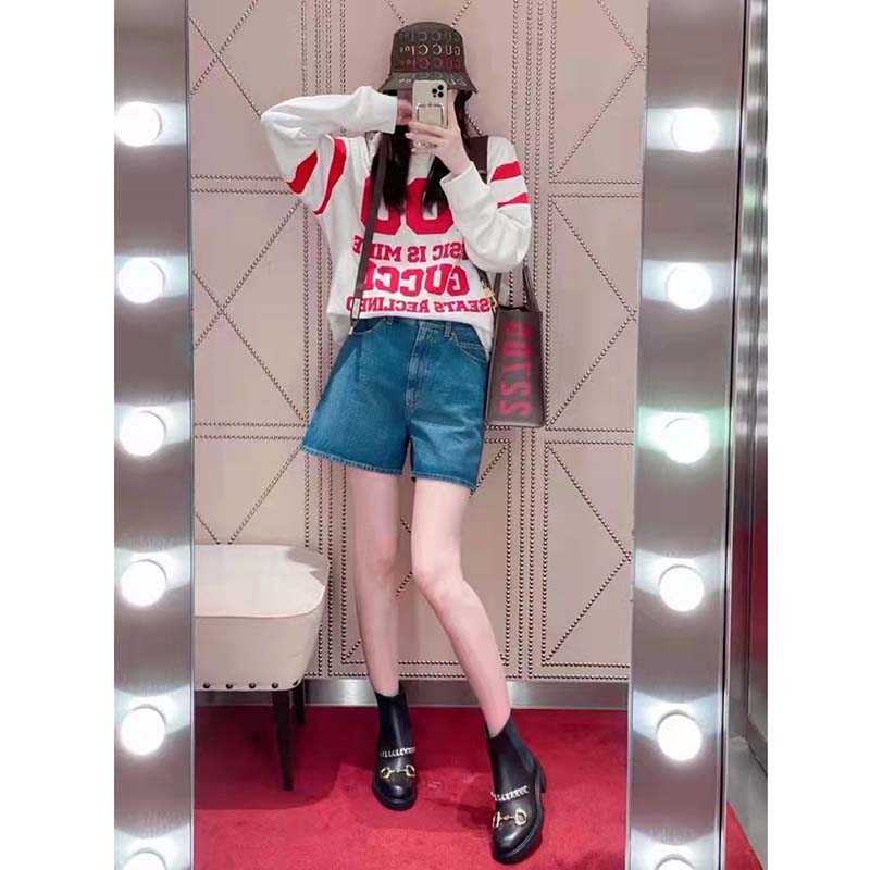 G*u*i gg women G*u*i 100 cotton sweatshirt off-white heavy felted jersey
