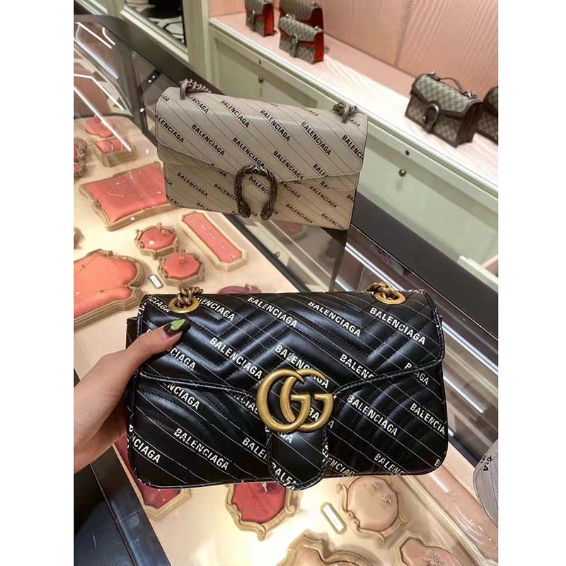 G*u*i gg women the hacker project small gg marmont bag black double g