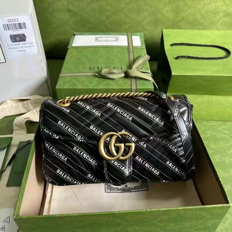 G*u*i gg women the hacker project small gg marmont bag black double g