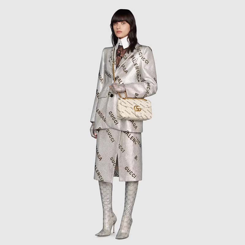 G*u*i gg women the hacker project small gg marmont bag white double g