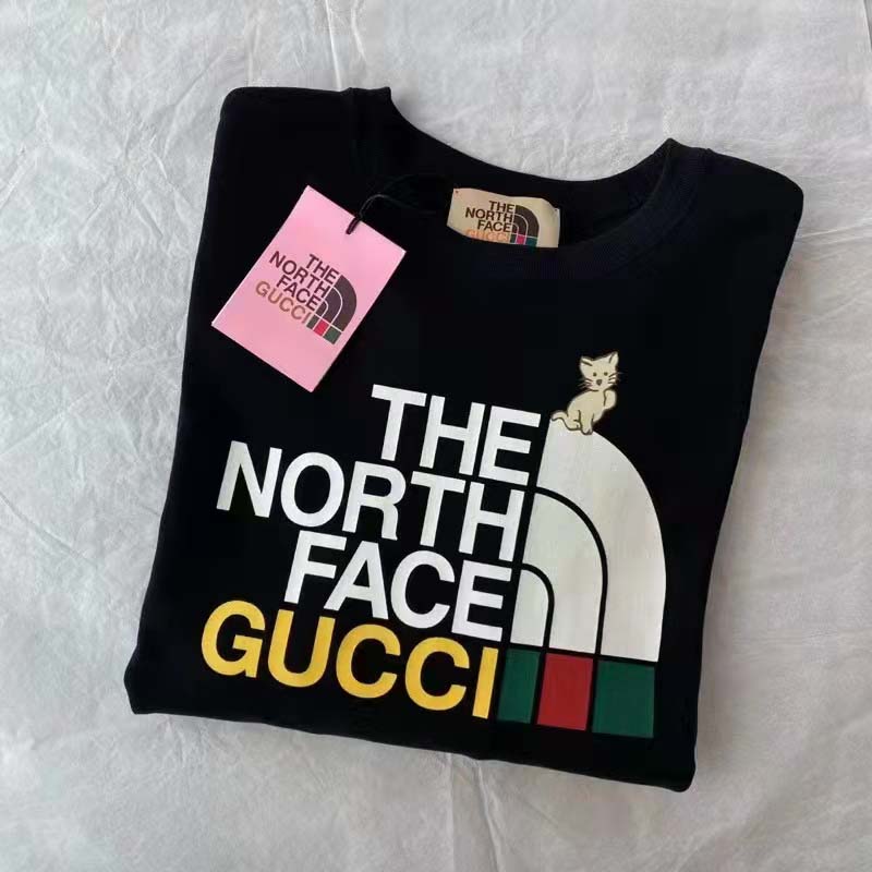 G*u*i gg men the north face x G*u*i sweatshirt black cotton jersey crewneck oversized fit