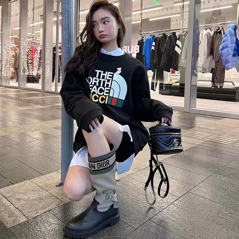 G*u*i gg women the north face x G*u*i sweatshirt black cotton jersey crewneck oversized fit