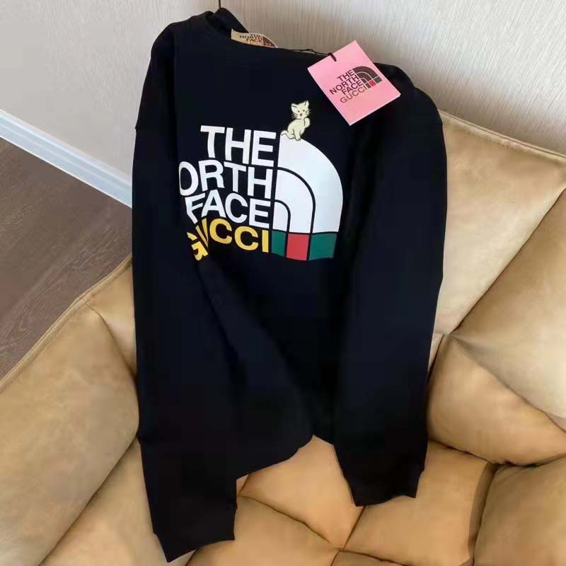 G*u*i gg women the north face x G*u*i sweatshirt black cotton jersey crewneck oversized fit