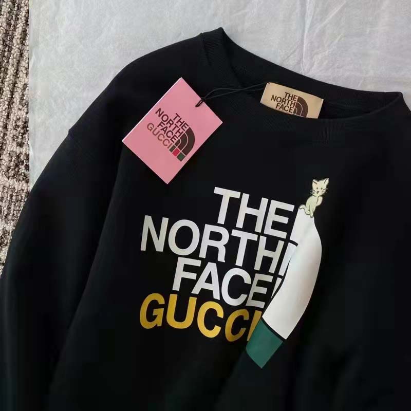 G*u*i gg women the north face x G*u*i sweatshirt black cotton jersey crewneck oversized fit