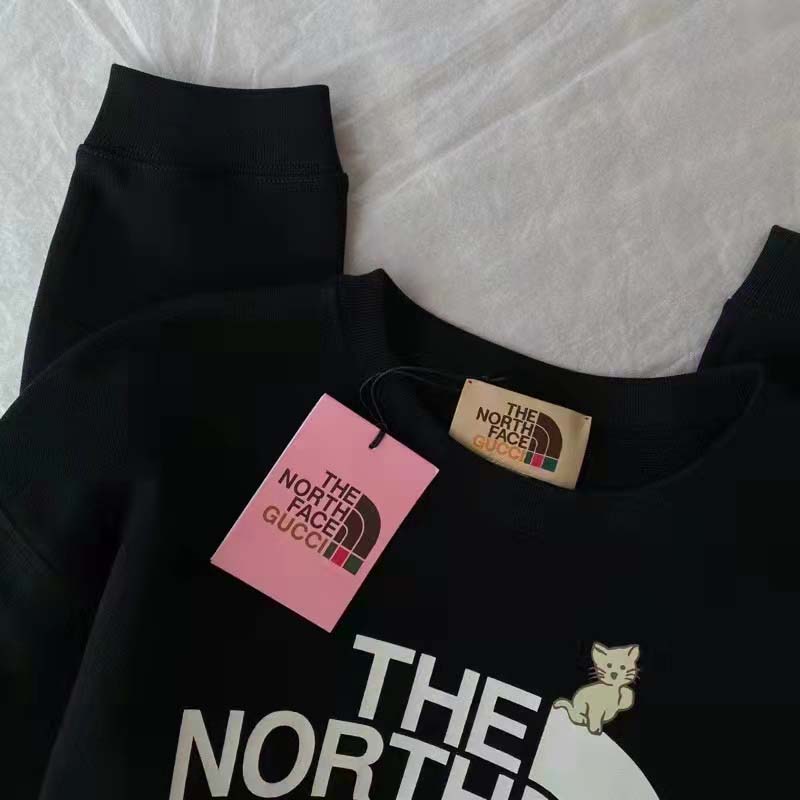 G*u*i gg women the north face x G*u*i sweatshirt black cotton jersey crewneck oversized fit