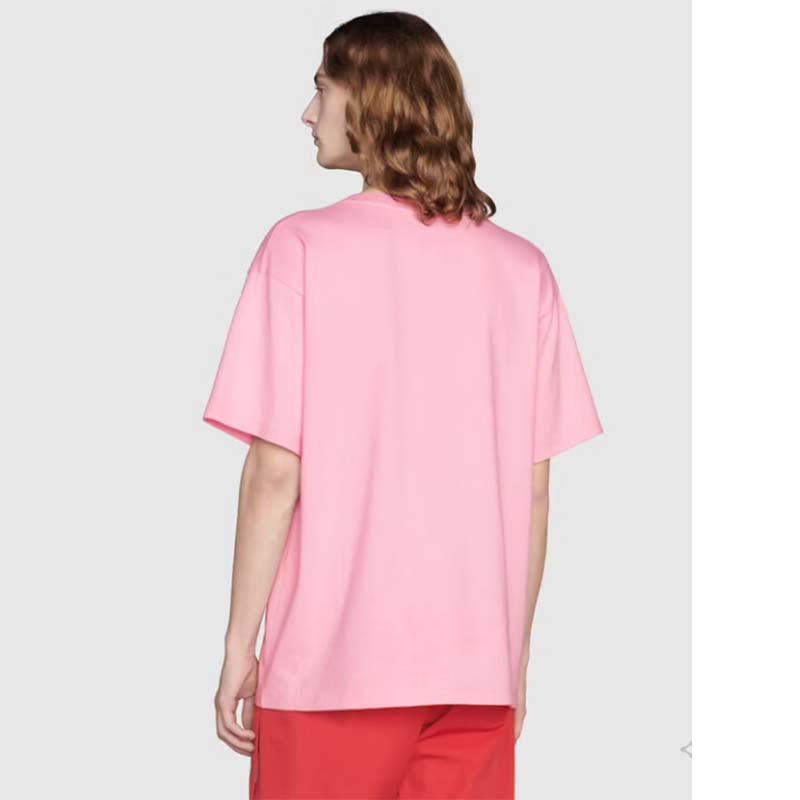 G*u*i men the north face x G*u*i t-shirt pink cotton jersey oversize fit crewneck