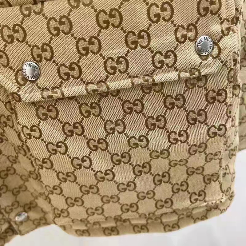 G*u*i women the north face x G*u*i padded jacket beige ebony gg canvas