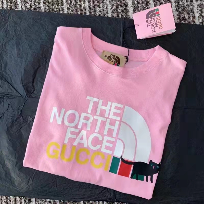 G*u*i men the north face x G*u*i t-shirt pink cotton jersey oversize fit crewneck